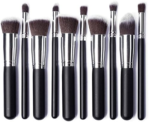 Make Up Brushes, Roimee Makeup Brushes Cosmetics Professional Wooden handle 10 Piece Professional Foundation Blending Blush Eye Face Liquid Powder Cream Cosmetics Brushes