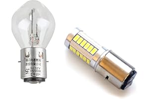 BikerWorks® S2 12V Super Bright LED Headlight bulb & S2 35w Standard Bulb for Chinese Scooter & ATV 50cc 150cc 250cc for TAO Znen Jonway Tank Baron etc 2-pack