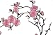 Two Asian Cherry Blossom Sakura Flower Iron on Embroidered Appliques Patch Japanese Chinese (Black-Pink)