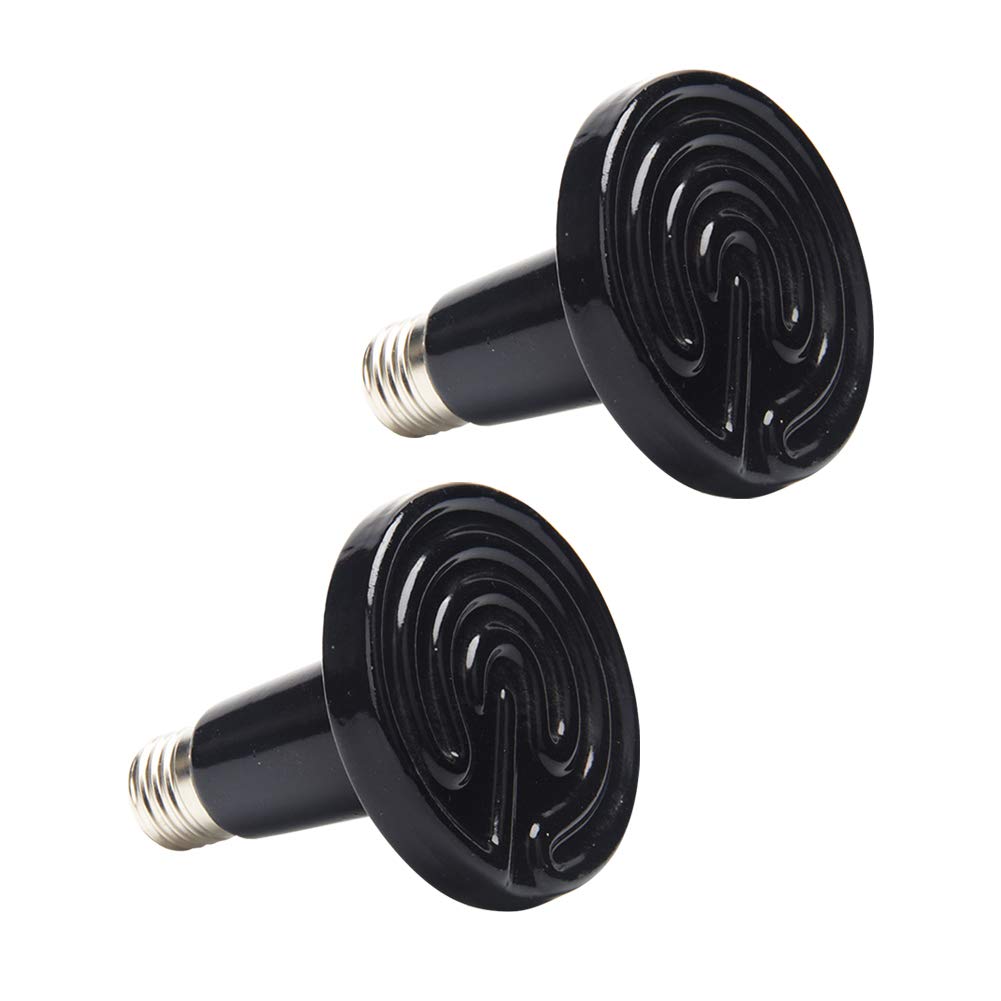 Xiedeai Reptiles Amphibians Terrarium Heat Lamps - 2Pcs 75W Infrared Ceramic Reptile Heater Lizards Tortoise Pet Terrarium Emitter Bulb No Light Heating Lamp E27 220-240V