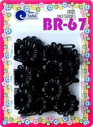 Tara Girls Self Hinge Plastic Bow Hair Barrettes Selection (BLACK DAISY)