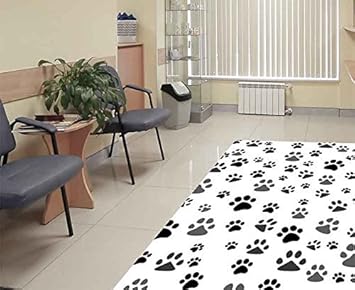 Oedim Moderner Teppich Designer Mit Schwarz Weiss Fussabdruck Mit Verschiedenen Grossen Vinyl Pvc Pvc 95x133cm Amazon De Kuche Haushalt