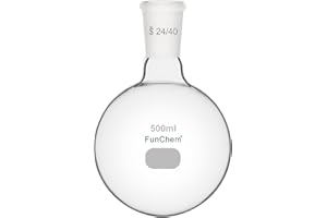 FunChem Single Neck 1 Neck Round Bottom Flask RBF, Glass Boiling Flask with 24/40 Standard Taper Outer Joint, 500 ml