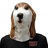 CreepyParty Deluxe Novelty Halloween Latex Animal Dog Head Mask (Basset Hound)