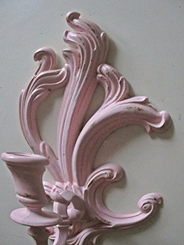 PAIR of Wall Candleholders, Wall Sconces, Shabby Chic, Distressed, Pink and Gold, Nursery Room Decor, Girls room, Kids Room, Upcycled, Vintage ge
