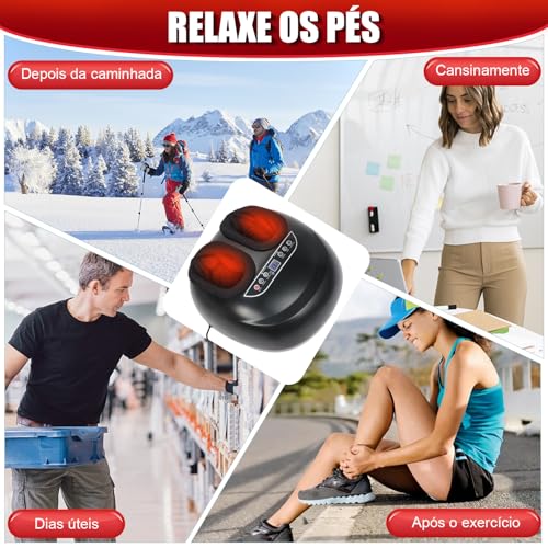 Máquina de Massageador de Pés com Calor, Massageador de Pés Shiatsu com Aquecimento e Controle Remoto, Massageador Profundo de Amassamento, Máquina de Massagem de Pés, 5 Níveis de Intensidade