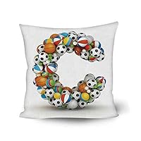 TecBillion Letter C Comfortable Throw Pillow,Sporting Goods in The Shape of Letter C Fun Activity Competitive Plays Equipment for Bedroom Living Room,17.7" L x 17.7" W