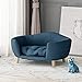 Samuel Mid Century Small Plush Pet Bed, Navy Blue and Natural Finishthumb 1
