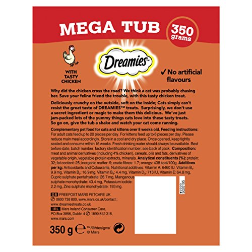 Dreamies -Golosinas para gatos, sabor: Pollo MegaTub, 350 g (Pack of 2) - Imagen 5