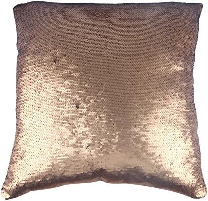 NordECO Decorative Mermaid Reversible Sequins Pillow Cases Cushion Cover, No Pillow Insert , Gold and Black, 16" x 16", 2 Pack