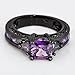 JunXin Size5/6/7/8/9/10/11 Purple Amethyst Cubic Zirconia Engagement Rings Black Gold Plated 77MM