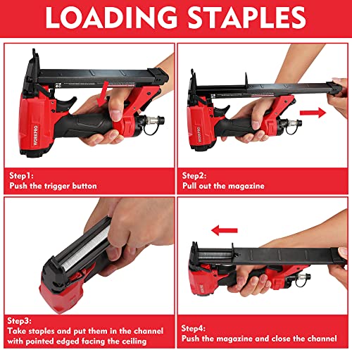 WORKPRO - Pneumatic stapler with 1884 staples, used pneumatic nailer staples type 71/6-16mm, ideal for DIY, decoration, wall, tapestry, wood