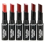 6pc Nabi Cosmetics Professional Matte Lipstick Set of 6 Dark Colors