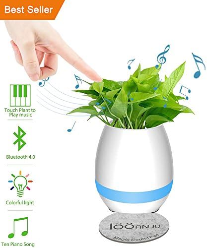 Baianju Music Plant Pot with Bluetooth Speaker Table Lamp LED Clock Alarm Clock All in One. Ideal for Office or Home Décor - Decorative Speaker Light for Party, Relaxing, Meetings, Celebrations