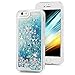ZSTVIVA Case Cover Replacement for iPhone 6, iPhone 6S, Glitter Liquid Cover Blue Quicksand Bling Sparkle Moving Flowing Love Heart Soft TPU Bumper Protector with Stylus Pen Dust Plug