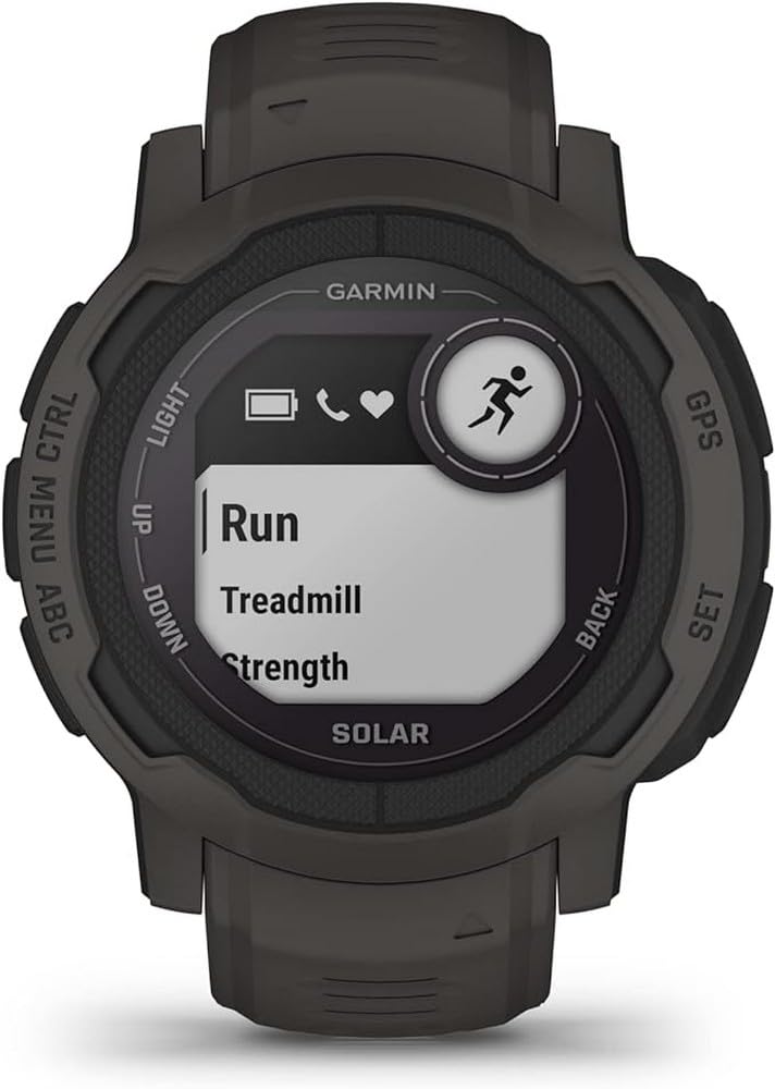 Garmin Instinct 2 Solar, GPS Outdoor Watch, Solar Charging Capabilities, Multi-GNSS Support, Tracbak Routing, Graphite (Renewed)