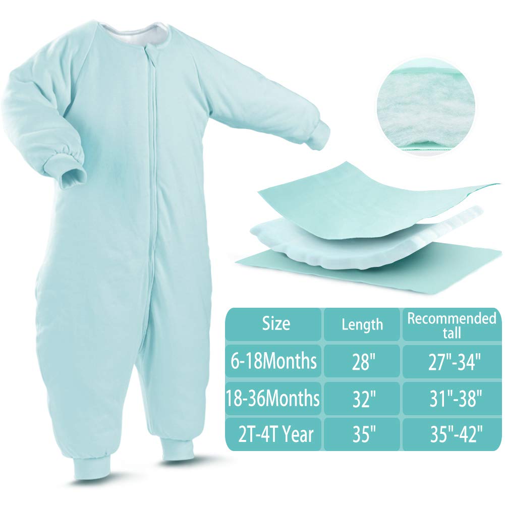 RESTCLOUD Baby Sleep Bag with Feet Winter, Wearable Blanket with Legs, Sack for Toddler Thicken 2.5 TOG (Blue, 2T-4T Year)