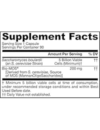 Suplemento de Jarrow Formulas Sacharomyces boulardii y MOS, SAC, individual, 1, 1