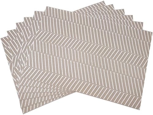 Tennove Placemats Set of 6, Crossweave Woven Vinyl PVC Placemat Washable Table Mats for Kitchen Dinning Table(Coffee Strip)