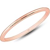 MAX + STONE 1MM Thin 14k Gold Wedding Band Ring for Women Dainty Stacking Ring in Rose White or Yellow Gold Hypoallergenic Anti Tarnish Spacer Ring Sizes 4.5 to 10