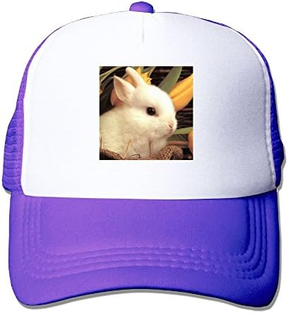 XiaoHans Men's Cute White Baby Bunny &amp; Yellow Lilies Collection Classic Jogging Purple Mesh Cap Hat Adjustable Snapback