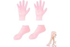 2 Pairs Silicone Moisturizing Glove Socks Set, Dry Cracked Feet & Hands Repair, Home/Spa Use, Comfort Fit, Hydration & Soften