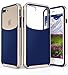 iPhone 8 Plus Case, iPhone 7 Plus Case, Vena [Harmony] Wave Texture [Hybrid Clear Back Panel][CornerGuard Drop Proof] Slim Fit Cover for iPhone 8 Plus, iPhone 7 Plus (Gold/Navy Blue)