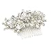 Mariell Couture Bridal Hair Comb with Hand Painted Silver Leaves, Freshwater Pearls and Crystals