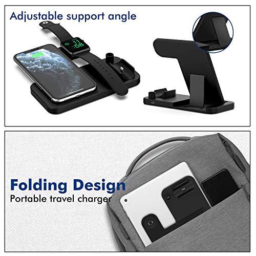 Wireless Charger, POWLAKEN 4 in 1 Wireless Charging Station for Apple Watch, Airpods, Magnetic 10W Wireless Fast Charging Stand for iPhone 11/11 Pro Max/X/XS/XR/Xs Max/8/8 Plus and Other Qi Phones - Thumbnail 6