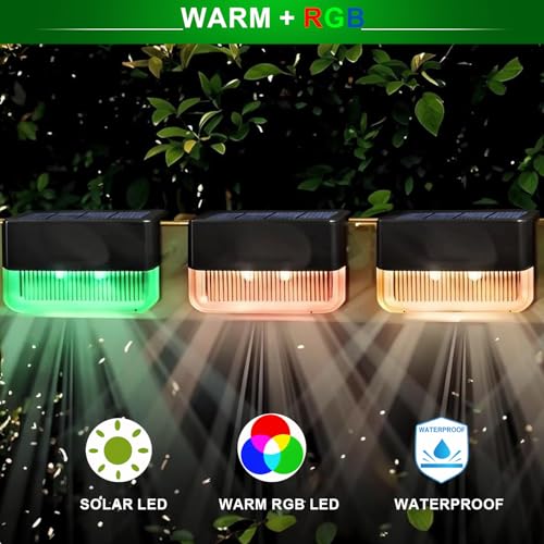 GT HITGX Solpex Solar Lights Outdoor, 4 Pieces, Warm White Stair Lights, Waterproof Solar Lights, LED Lighting for Outdoor Stairs, Steps, Fence, Patio, Decor