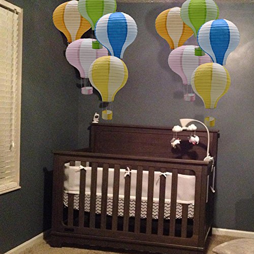 Hanging Hot Air Balloon Paper Lanterns Set Party Decoration Birthday Wedding Christmas Party Decor Gift, 12 inch, Pack of 5 Pieces (Mix Design and Color)