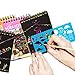 ldab Scratch Art Notebooks, Rainbow Scratch Art Papers for Kids, 4PCS Mini Black Magic Scratch Art Note - 4 Wooden Styluses and Drawing Stencils, Travel Crafts Activity Gift for Girls or Boys
