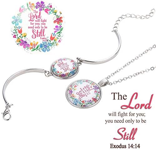 TUOKE Inspirational Bible Verse Necklace Bracelet Jewelry Sets Christian Encourage Faith Gifts
