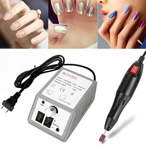 Pesters 20,000 RPM Nail Drill Machine, Professional Complete Electric Acrylic Nail File Nail Tool Kit Manicure Pedicure Set with US Plug, Low Heat Low Noise Low Vibration (US STOCK) (Gray)