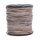 Leather Cord USA Premium Round Leather Cord, Genuine Leather, 1mm, 10 Meter (11 yd) Spool, Splice Free, Ideal for Jewelry (424 Natural Grey)