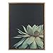 Kate and Laurel Sylvie Succulent Plant Framed Canvas Wall Art, Botanical Green with Black Background, 18x24 Gold