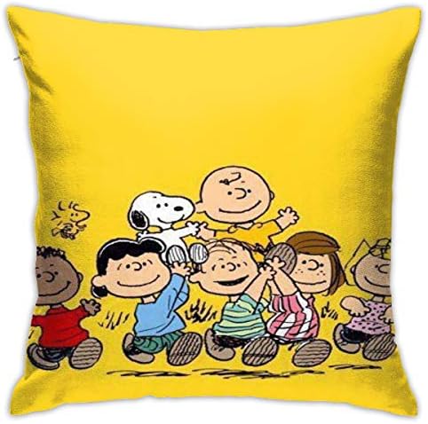 Greatbe Throw Pillow Covers Charlie Brown And Snoopy Both Sides Print Zipper Cover For Couch Sofa Decor Pillowcases 18 X 18 Inches