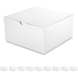 PACKQUEEN 10 Gift Boxes 8x8x4 inches, Easy Folded Gift Boxes with Lids for Gifts, Crafting, Cupcake Boxes, Glossy White…