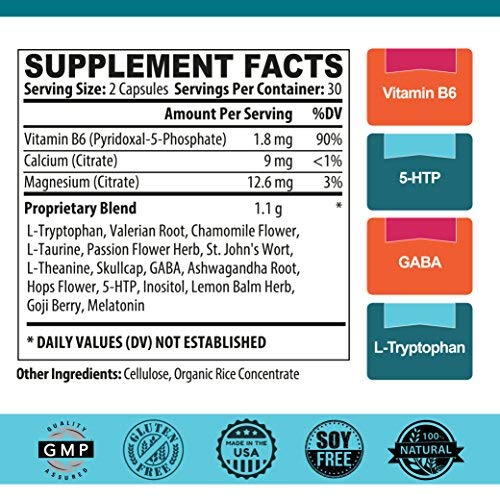 Goodnight Moon Natural Sleep Aid, 60 Non-Habit Forming Capsules, Herbal Sleep Aid, with Melatonin, Chamomile, Valerian, Magnesium, Relaxation & Sleeping Supplement Pills, Best Nest Wellness