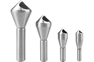 ATOPLEE Countersink Chamfer Tool,4pcs 90 Degree High Speed Steel Countersink Bits for Wood,Metal, Fiberboard, Plywood, Plastic, PVC,Size 2-5,5-10,10-15,15-20mm