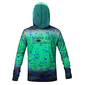 KOOFIN GEAR Performance Fishing Hoodie UPF 50 Sunblock Shirt Long Sleeve Quick-Dry Loose Fit Fade Pattern