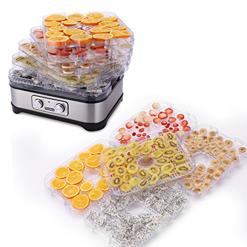  Food Dehydrator Machine, Fruit Dehydrators with 5-Tray, for Beef Jerky, Herbs, Fruit Leather, Temperature Control, BPA FREE