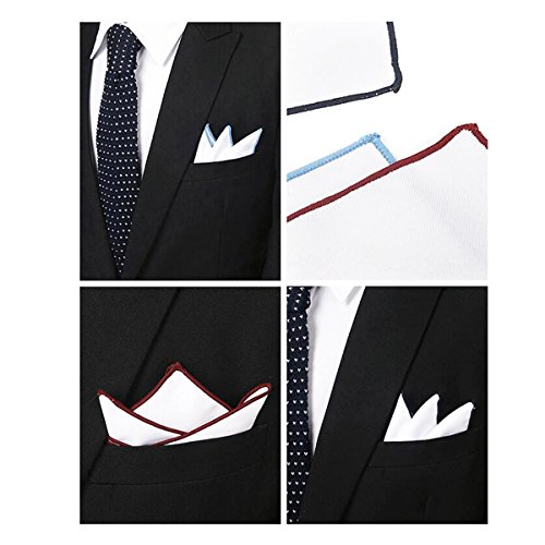 Solid White Border Cotton Mens Fashion Pocket Square For Suits Hankies