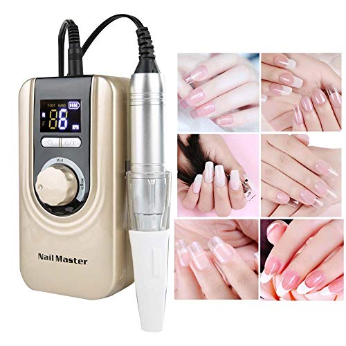 Nail Polishing Machine, Emery Polisher Kits Filing Polisher Nail Drill, for Manicure and Pedicure for All Types, Electric Nail Polisher Low Noise Tool, 35000 RPM(US Gold)