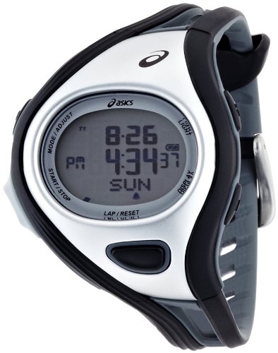 Asics Unisex CQAR0301 Challenge Black and Silver-Tone Digital Running Watch