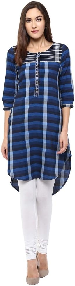 Fusion Beats Womens Round Neck Check Tunic