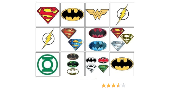 Amazon Com Dc Comics Justice League Tattoos Set Of 15 Batman Superman The Flash Green Lantern Wonder Woman Aquaman And More Toys Games