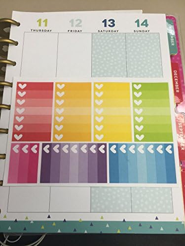 S092 Ombre Large Heart Checklist Boxes for The Happy Planner - Brights (7 Stickers) | MAMBI