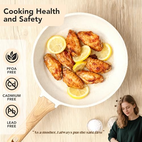 Nonstick Ceramic Cookware Set 17-Piece, Healthy Pots and Pans Set, Nonstick Pots and Pans Set, Induction Cookware Cooking Set with Frying Pans, Saucepans, Saute Pan, Steamer