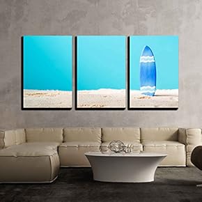 Summer Theme with Surfboard on a Bright Blue...